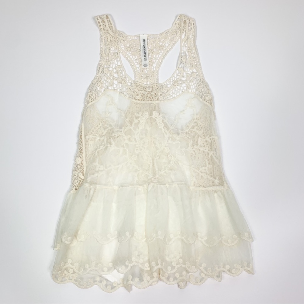 Bethany Mota Boho Tank Top Racerback Sheer XS